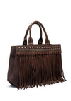 Zen Collection Fringed Detail Grab Bag, Mocha Brown