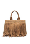 Zen Collection Fringed Detail Grab Bag, Beige