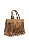 Zen Collection Fringed Detail Grab Bag, Beige