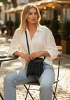 Zen Collection Western Inspired Fringe Crossbody Bag, Black