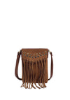 Zen Collection Western Inspired Fringe Crossbody Bag, Tan