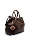 Zen Collection Faux Pebbled Leather Drawstring Tote Bag, Dark Brown
