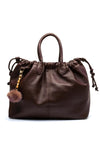 Zen Collection Faux Pebbled Leather Drawstring Tote Bag, Wine