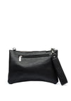 Zen Collection Faux Pebbled Leather Convertible Pouch Crossbody Bag, Black
