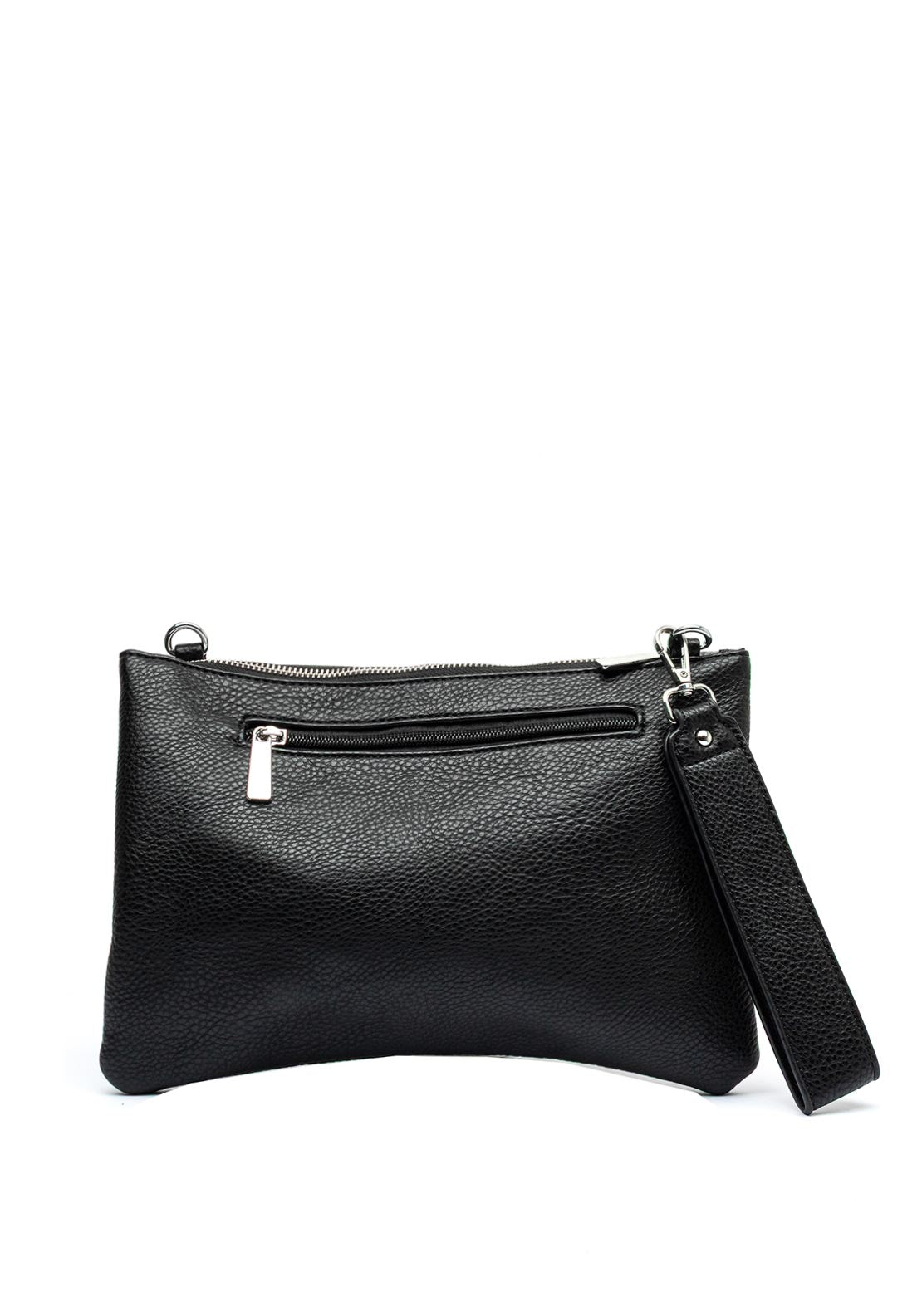 Zen Collection Faux Pebbled Leather Convertible Pouch Crossbody Bag, Black