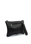 Zen Collection Faux Pebbled Leather Convertible Pouch Crossbody Bag, Black