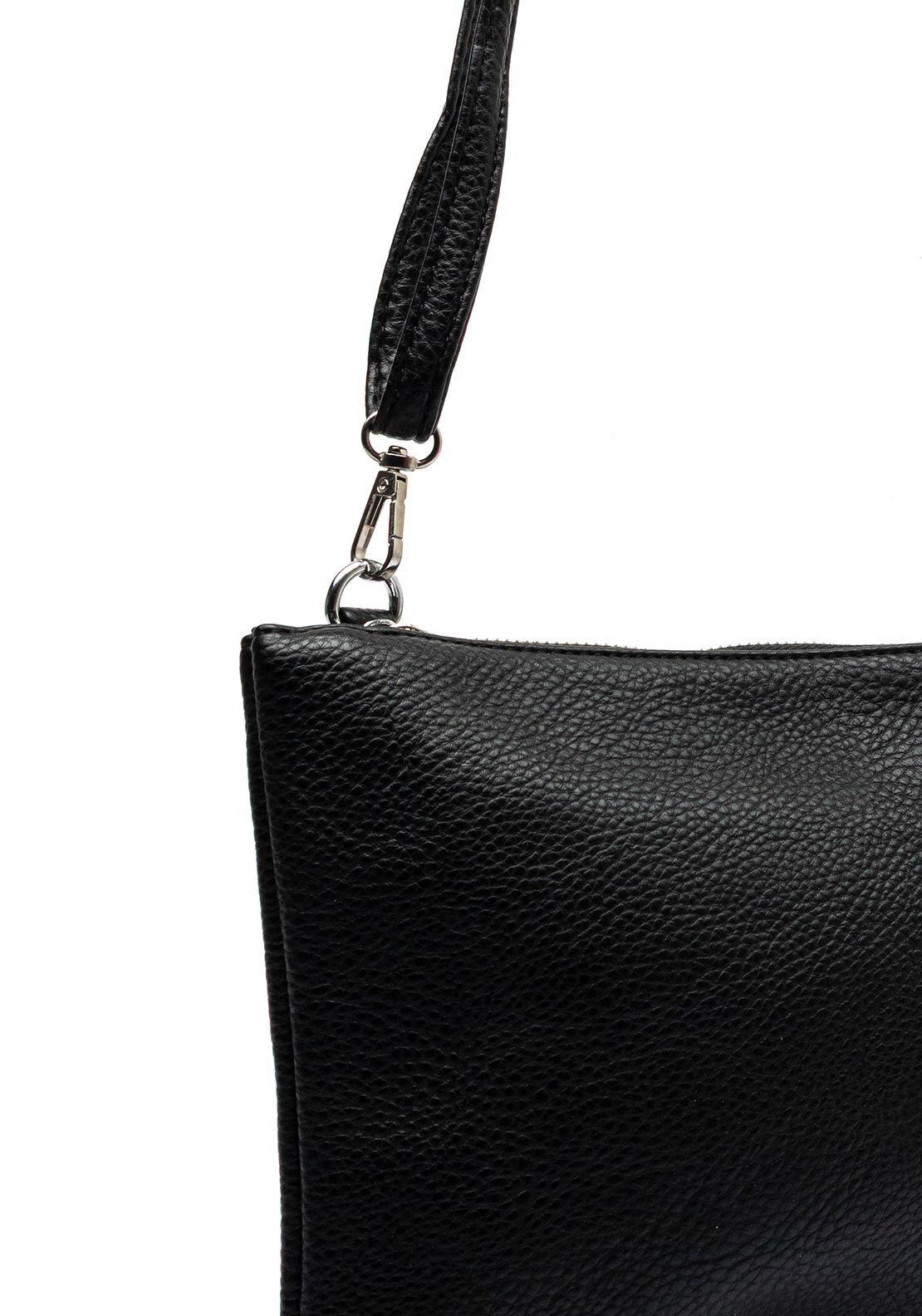 Zen Collection Faux Pebbled Leather Convertible Pouch Crossbody Bag, Black