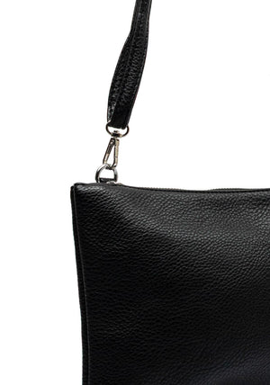 Zen Collection Faux Pebbled Leather Convertible Pouch Crossbody Bag, Black