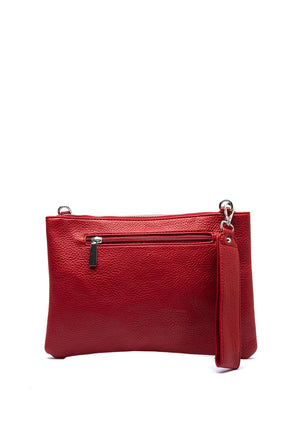 Zen Collection Faux Pebbled Leather Convertible Pouch Crossbody Bag, Red