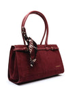 Zen Collection Faux Suede Long Handle Shoulder Bag, Black