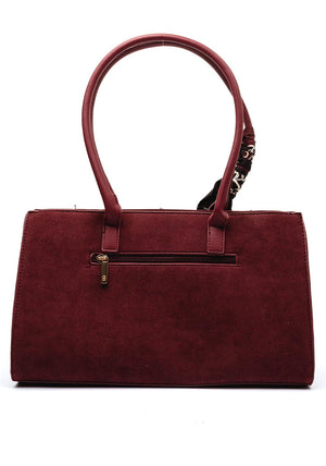 Zen Collection Faux Suede Long Handle Shoulder Bag, Black