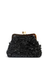 Zen Collection Diamante Encrusted 3D Floral Clutch Bag, Black