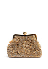Zen Collection Diamante Encrusted 3D Floral Clutch Bag, Gold