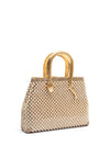 Zen Collection Pearl Detail Snake Framed Grab Bag, Gold