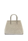 Zen Collection Pearl Detail Snake Framed Grab Bag, Silver