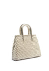 Zen Collection Pearl Detail Snake Framed Grab Bag, Silver