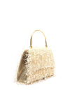 Zen Collection Faux Feather Fringe Framed Grab Bag, Gold