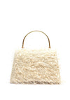 Zen Collection Faux Feather Fringe Framed Grab Bag, Gold