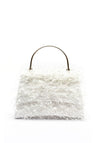 Zen Collection Faux Feather Fringe Framed Grab Bag, White