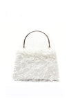 Zen Collection Faux Feather Fringe Framed Grab Bag, White