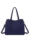 Zen Collection Medium Pebbled Faux Leather Tote Bag, Navy