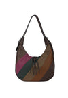 Zen Collection Colour Block Stripe Hobo Shoulder Bag, Coffee Brown