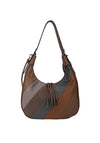 Zen Collection Colour Block Stripe Hobo Shoulder Bag, Brown