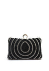 Zen Collection Tear Drop Diamante Pearl Encrusted Clutch Bag, Black