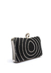 Zen Collection Tear Drop Diamante Pearl Encrusted Clutch Bag, Black