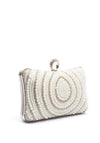Zen Collection Tear Drop Diamante Pearl Encrusted Clutch Bag, White