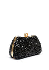 Zen Collection Velvet Sequins Mini Clutch Bag, Black