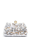 Zen Collection Velvet Sequins Mini Clutch Bag, Silver