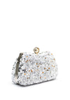 Zen Collection Velvet Sequins Mini Clutch Bag, Silver