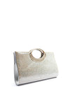 Zen Collection Semi Circle Diamante Encrusted Clutch Bag, Silver