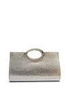 Zen Collection Semi Circle Diamante Encrusted Clutch Bag, Silver