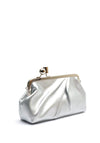 Zen Collection Gathered Matte Shimmer Clutch Bag, Silver