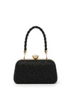 Zen Collection Diamante Floral Handle Clutch, Black