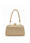 Zen Collection Diamante Floral Handle Clutch, Gold