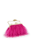 Zen Collection Feather Trim Mini Clutch, Pink