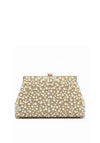 Zen Collection Pearl Detailed Diamonte Clutch Bag, Gold
