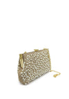 Zen Collection Pearl Detailed Diamonte Clutch Bag, Gold
