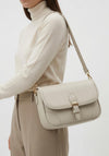 Zen Collection Pebbled Faux Leather Satchel Crossbody Bag, Beige