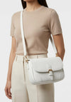 Zen Collection Pebbled Faux Leather Satchel Crossbody Bag, White