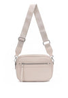 Zen Collection Pebbled Faux Leather Stitch Detail Crossbody Bag, Beige