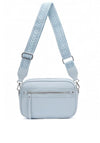 Zen Collection Pebbled Faux Leather Stitch Detail Crossbody Bag, Blue