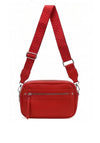 Zen Collection Pebbled Faux Leather Stitch Detail Crossbody Bag, Red