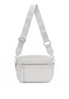 Zen Collection Pebbled Faux Leather Stitch Detail Crossbody Bag, White