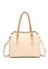 Zen Collection Medium Woven Handle Shoulder Bag, Off-White