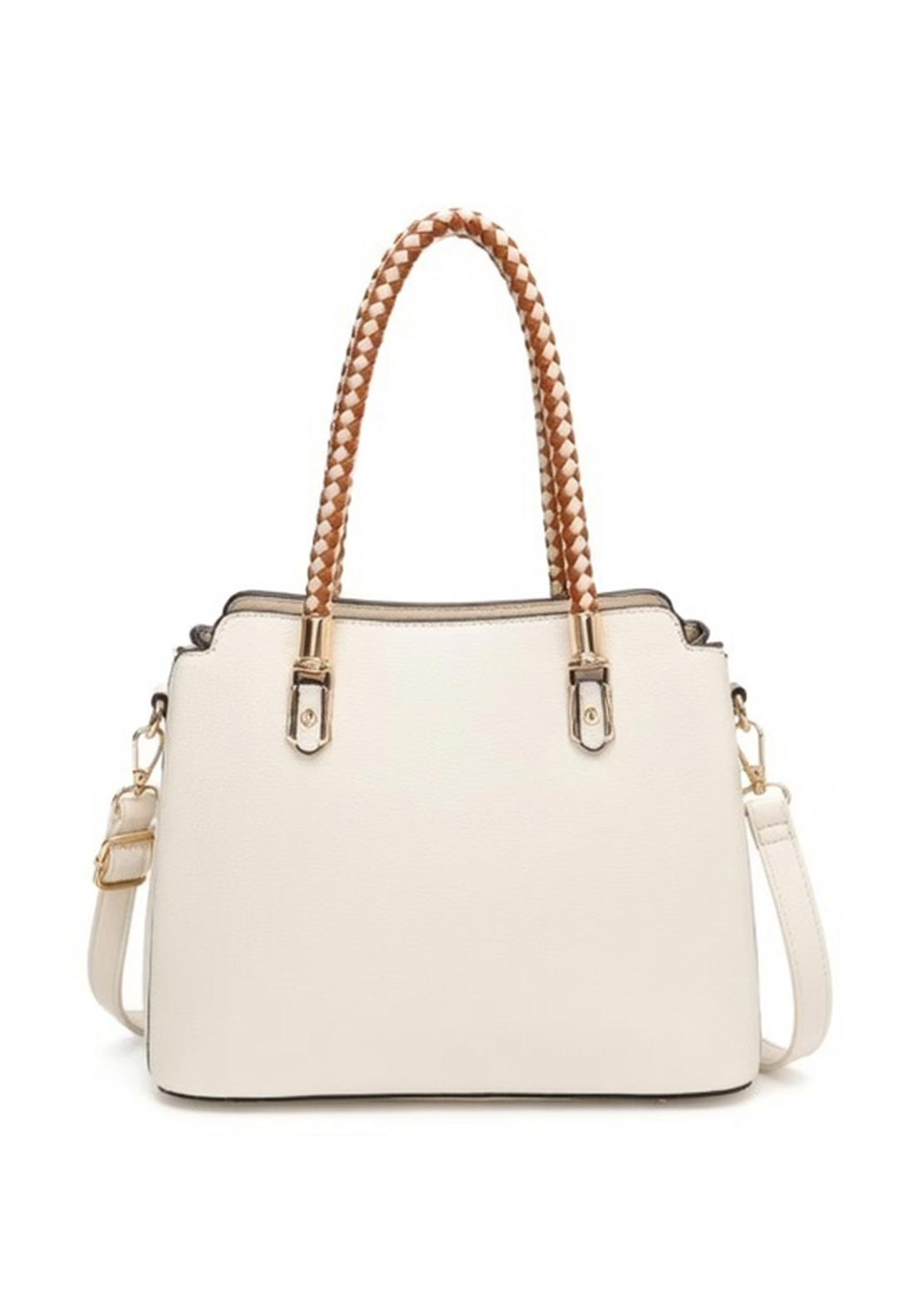 Zen Collection Zip Closure Shoulder Bag, White