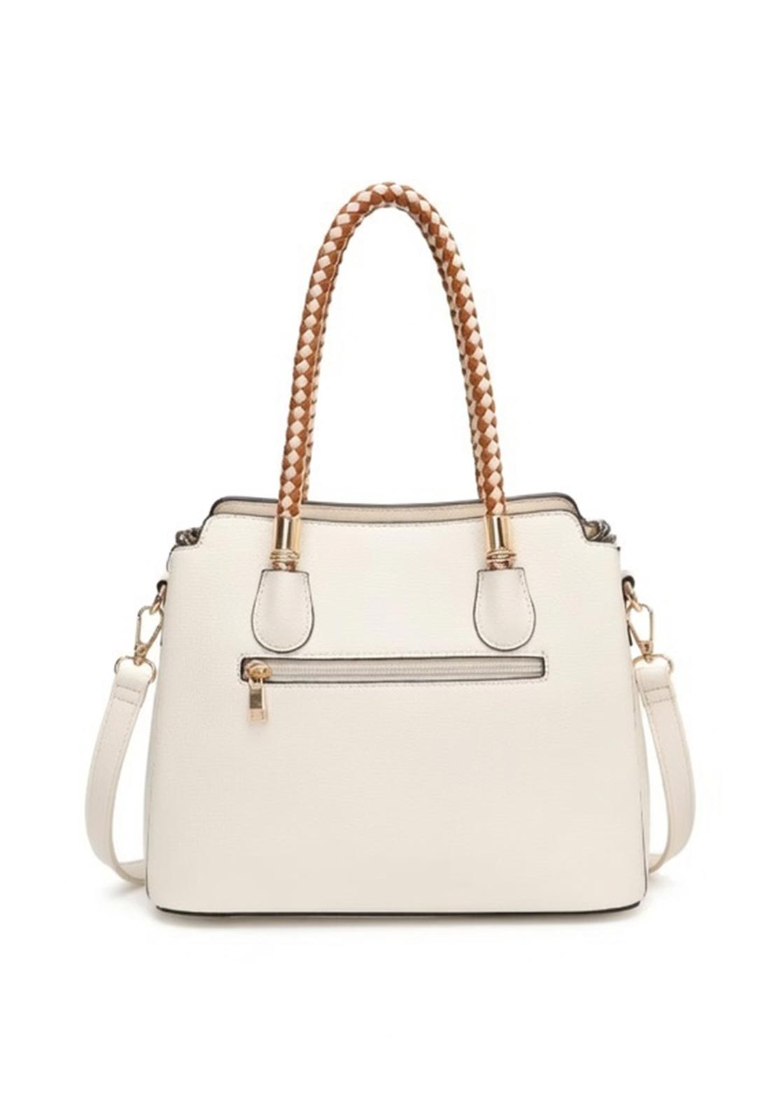 Zen Collection Zip Closure Shoulder Bag, White